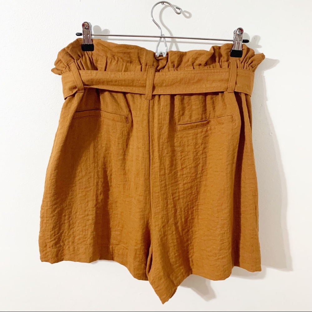 a new day Paper Bag Self Tie High Waisted Rayon Blend Shorts Burnt Orange - Picture 9 of 13